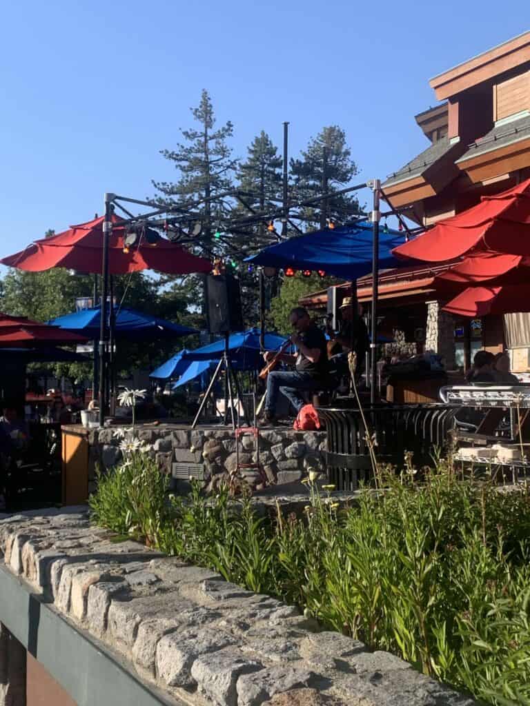 Musician on a stage at Heavenly Village Tahoe